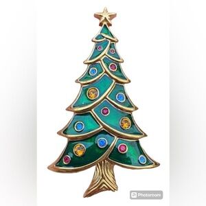Signed Swarovski Christmas Tree Brooch